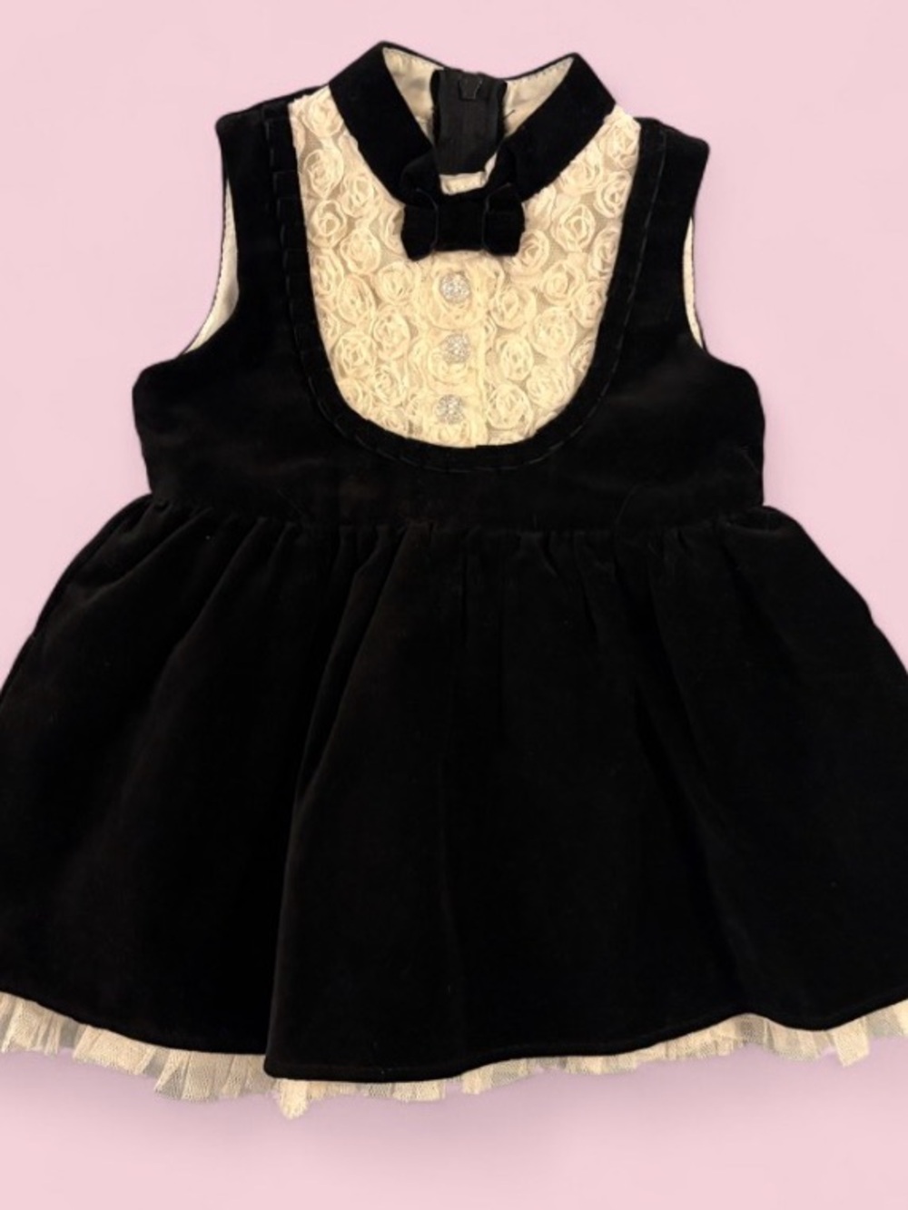 Harajuku Mini for Target Baby Black Velvet & Lace Tuxedo Dress Size 9M